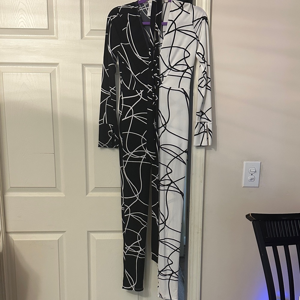 Black and White Abstract Jumpsuit